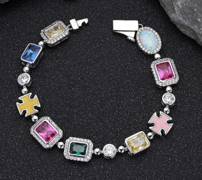 Gold-Plated Hip-Hop Gemstone Necklace